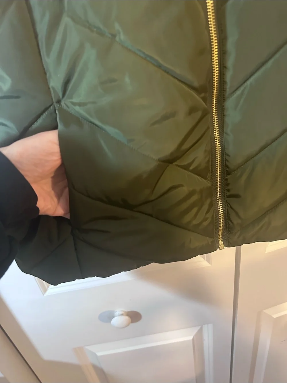 Michael Kors Ivy Green Chevron Quilted Puffer Vest XL NWT